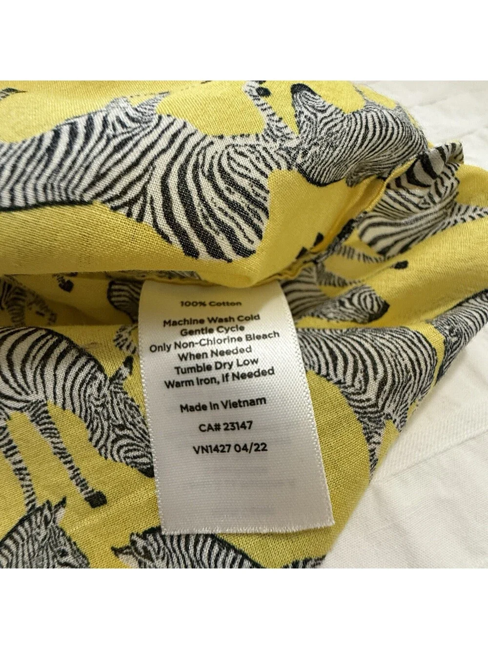 Talbots Yellow Zebra Animal Print Button Up Shirt Long Sleeve Sz L Large